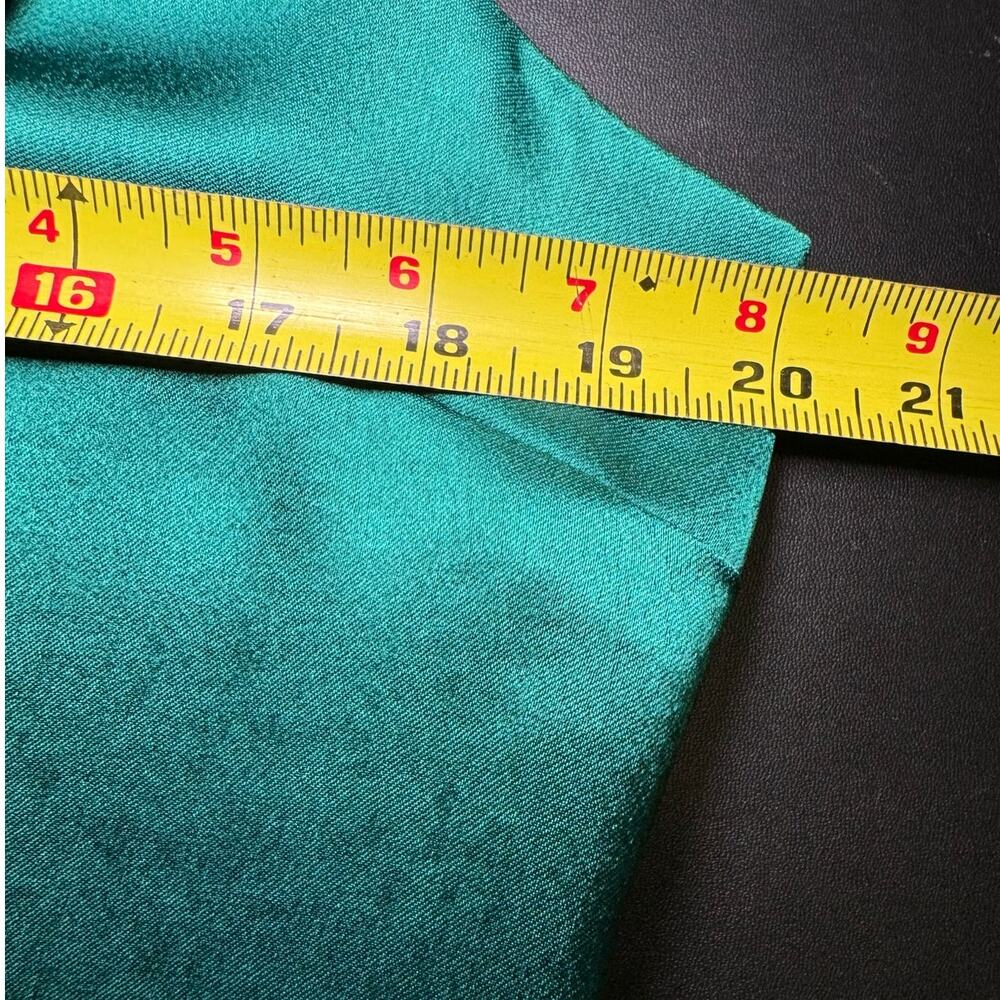 Reiss Lola Satin Ruffle Belted Cocktail Dress Emerald Green Sleeveless Size 10 - Picture 10 of 11